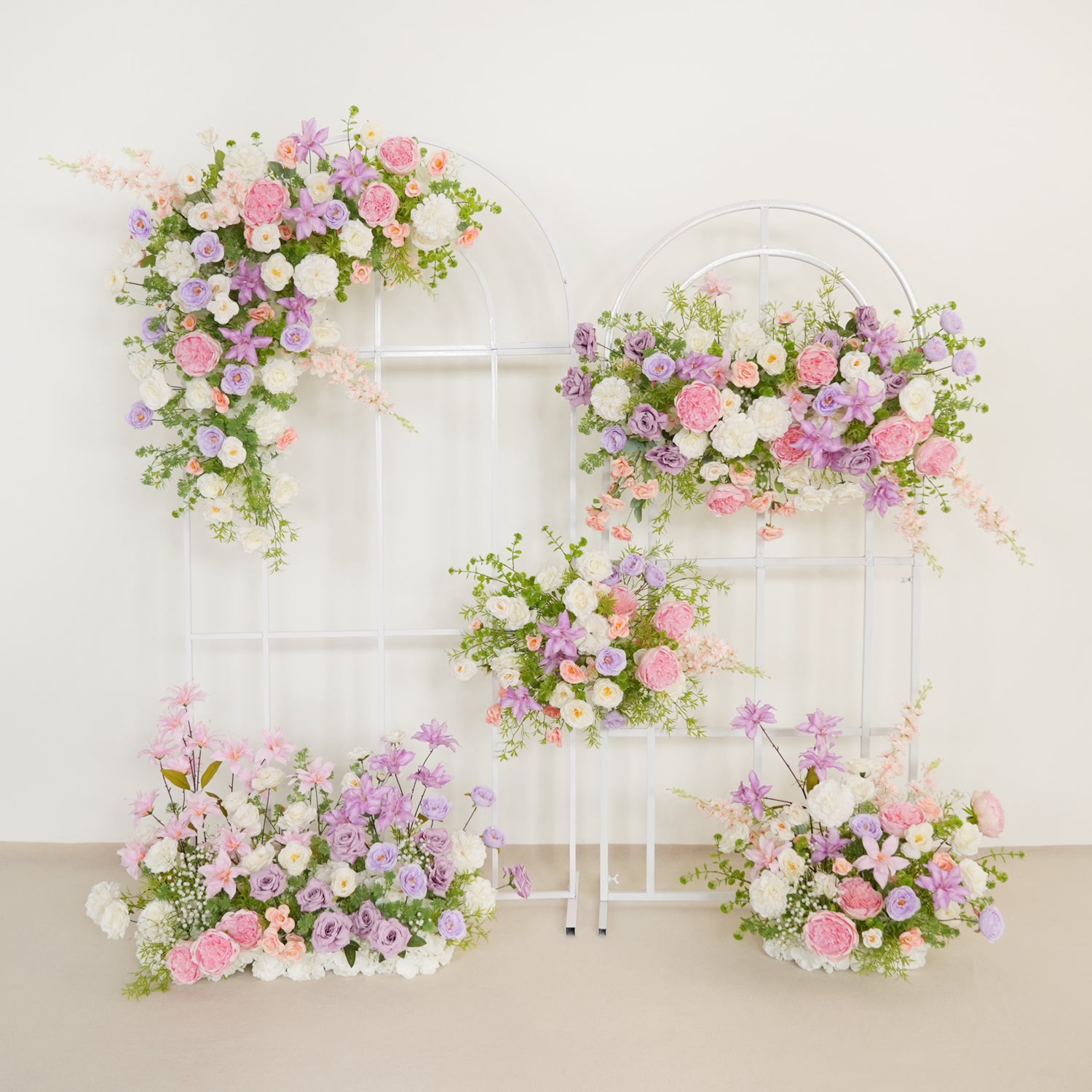 Uflower Artificial Purple Pink Wedding KT Backdrop Flower Row Decor